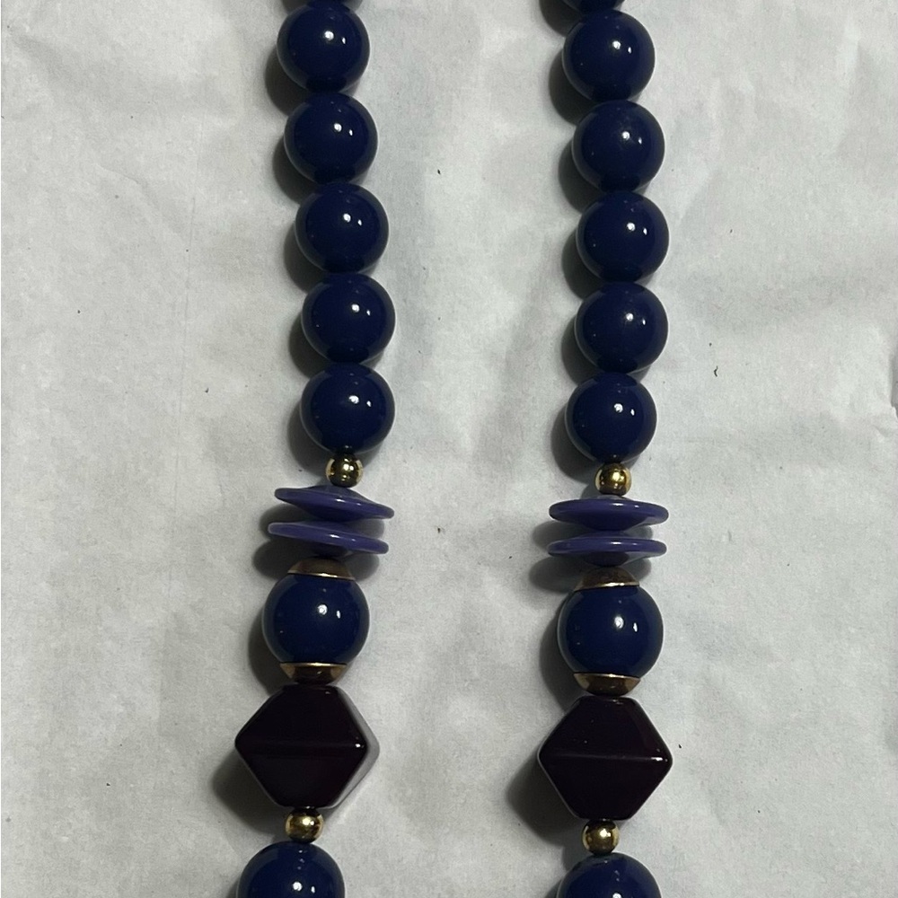 Vintage Blue and Purple Beaded Necklace
